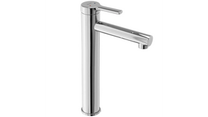 Baterie înaltă pentru chiuvetă Pixel cromată din alamă, montaj pe blat, design modern cu pipă fixă și aerator.