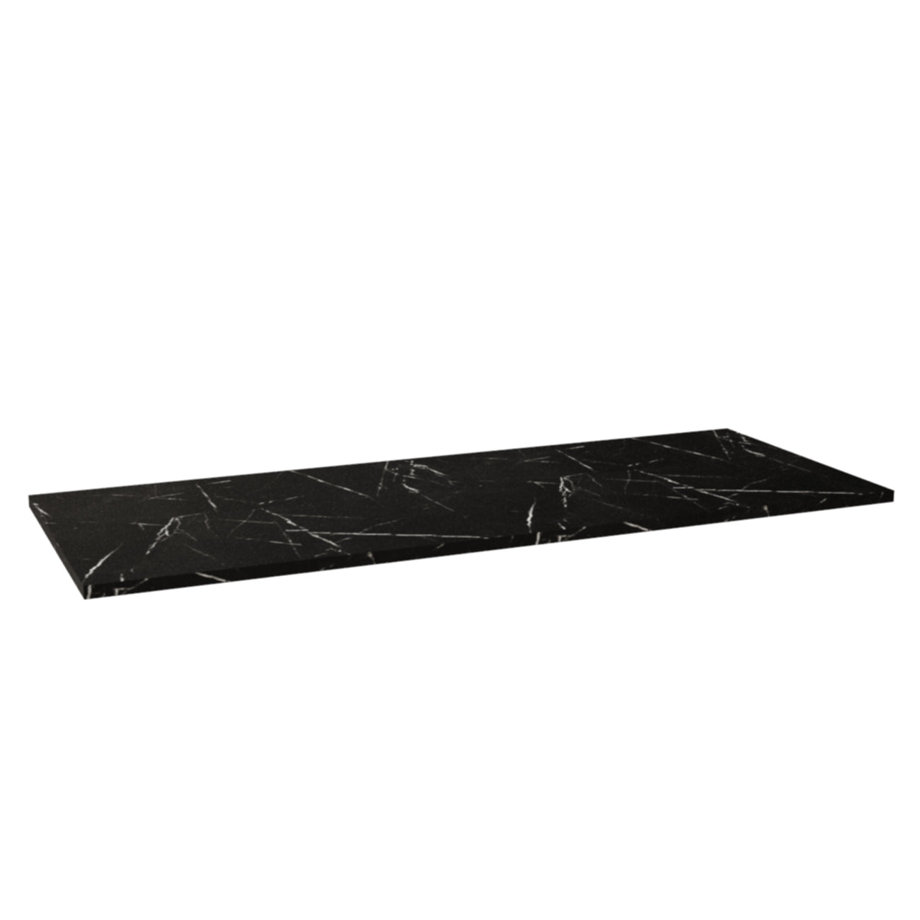 Blat de baie 120 cm Marmura Neagră Royal, decor negru cu vene albe, rezistent la umiditate și perfect pentru băi moderne și spațioase.