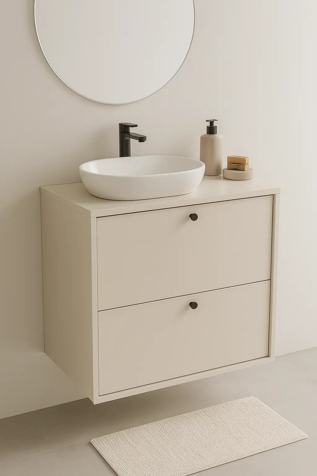 Dulap pentru lavoar 60 cm, cu 2 sertare, fronturi netede Belino - Casmir