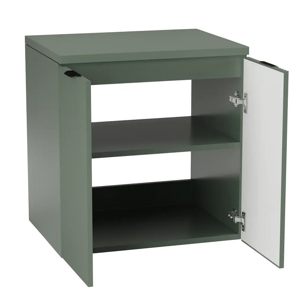 Dulap pentru lavoar 60 cm, cu 2 usi, fronturi canelate Willy - Verde