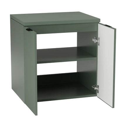 Dulap pentru lavoar 60 cm, cu 2 usi, fronturi canelate Willy - Verde