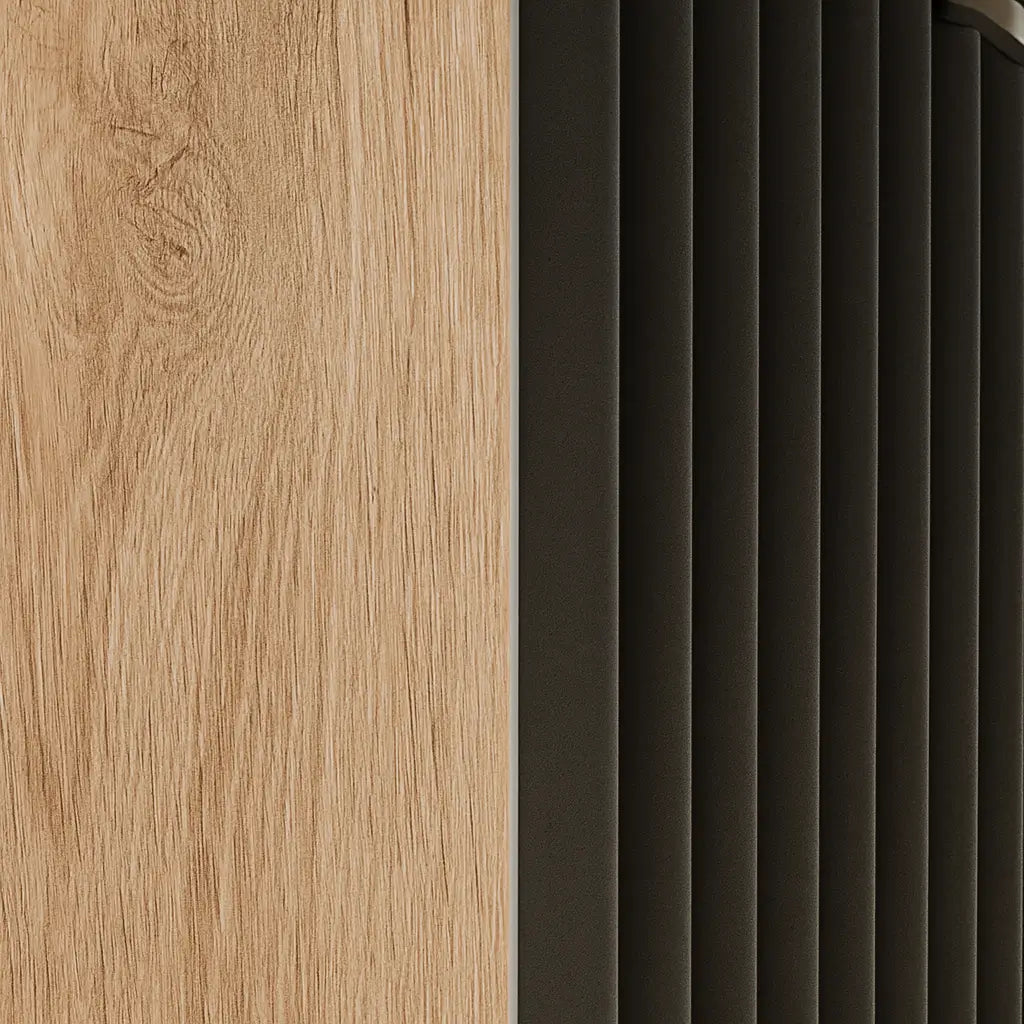 Dulap pentru lavoar 80 cm cu 2 usi, fronturi canelate, fara blat Willy - Negru/Nuc