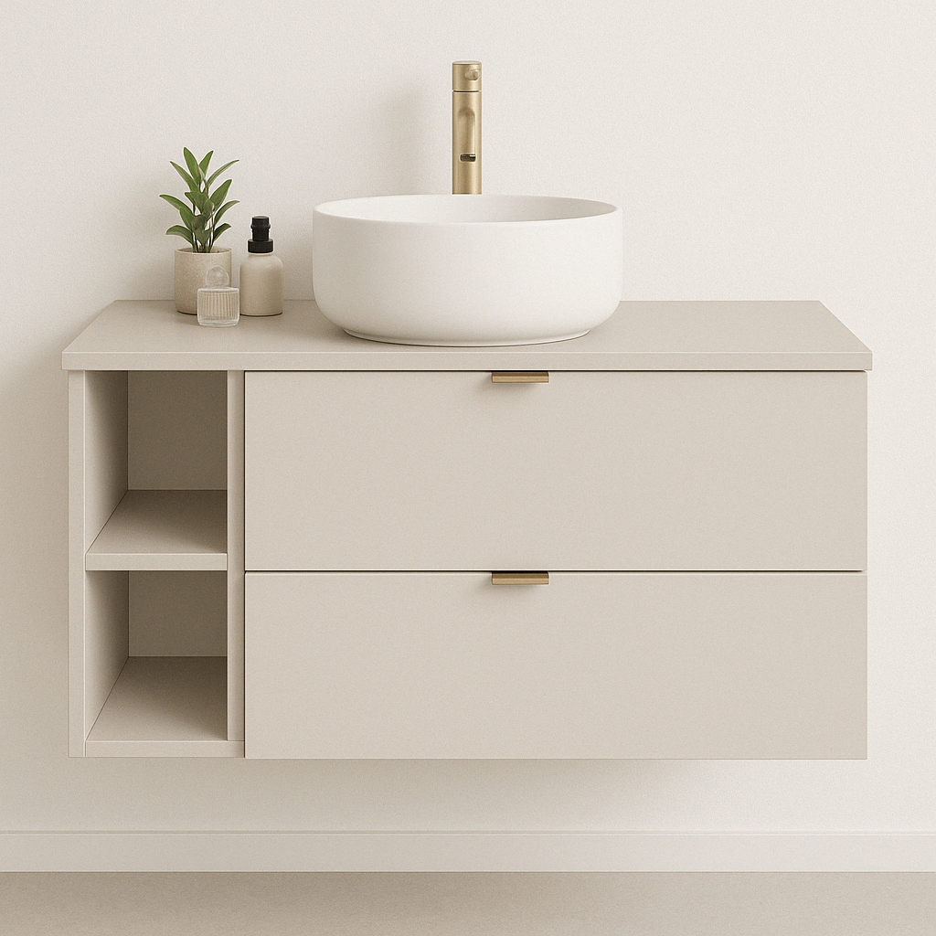 Dulap pentru lavoar 100 cm, cu raft, fronturi netede Orio - Casmir