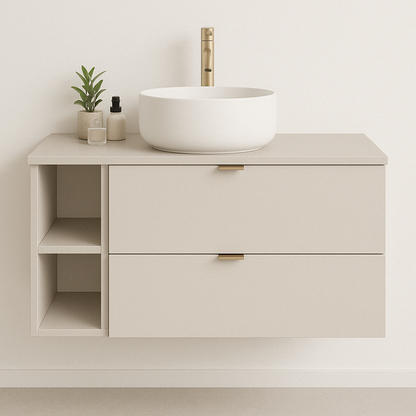 Dulap pentru lavoar 100 cm, cu raft, fronturi netede Orio - Casmir