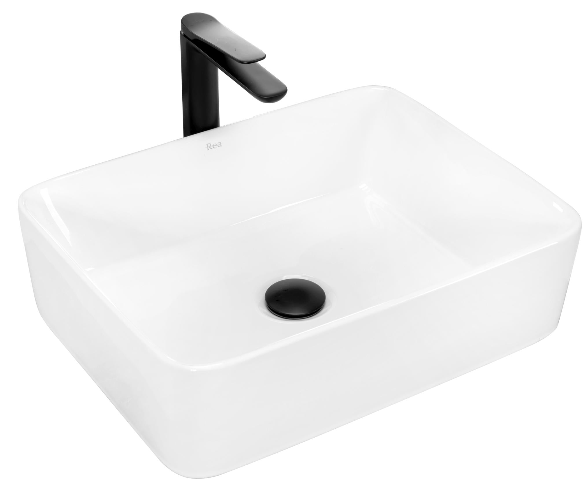 Chiuvetă de blat Anita 48,5 cm din ceramică sanitară alb lucios, formă ovală elegantă cu margini subțiri Slim Edge.