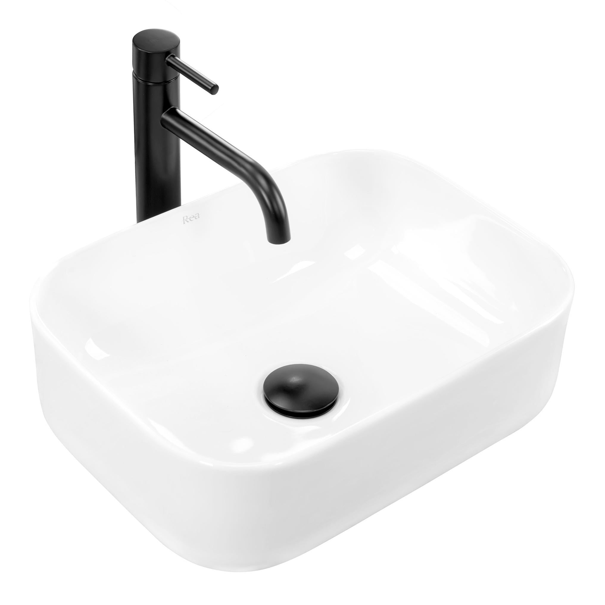 Chiuvetă de blat Demi Mini 40 cm din ceramică sanitară alb lucios, formă rotundă compactă, design minimalist pentru băi mici.