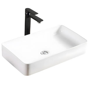 Chiuvetă de blat Denis 61,5 cm din ceramică sanitară alb lucios, formă dreptunghiulară modernă cu colțuri rotunjite și cuvă spațioasă.