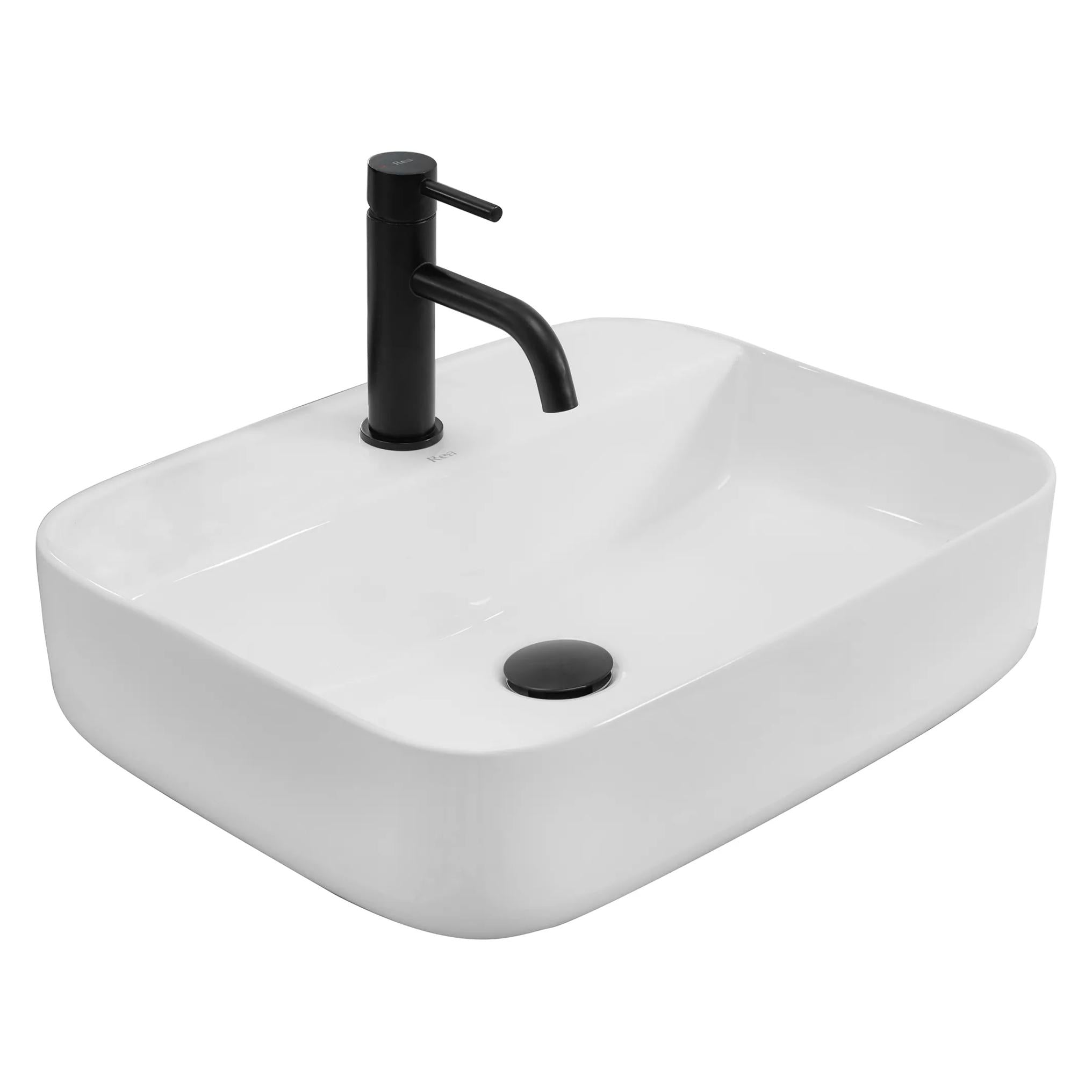 Chiuvetă de blat Martina 51,5 cm din ceramică sanitară alb lucios, formă ovală cu margini subțiri și design minimalist modern.