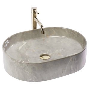 Chiuvetă de blat Nadia 50 cm Casmir din ceramică sanitară, finisaj lucios cu aspect de piatră naturală, formă ovală elegantă.