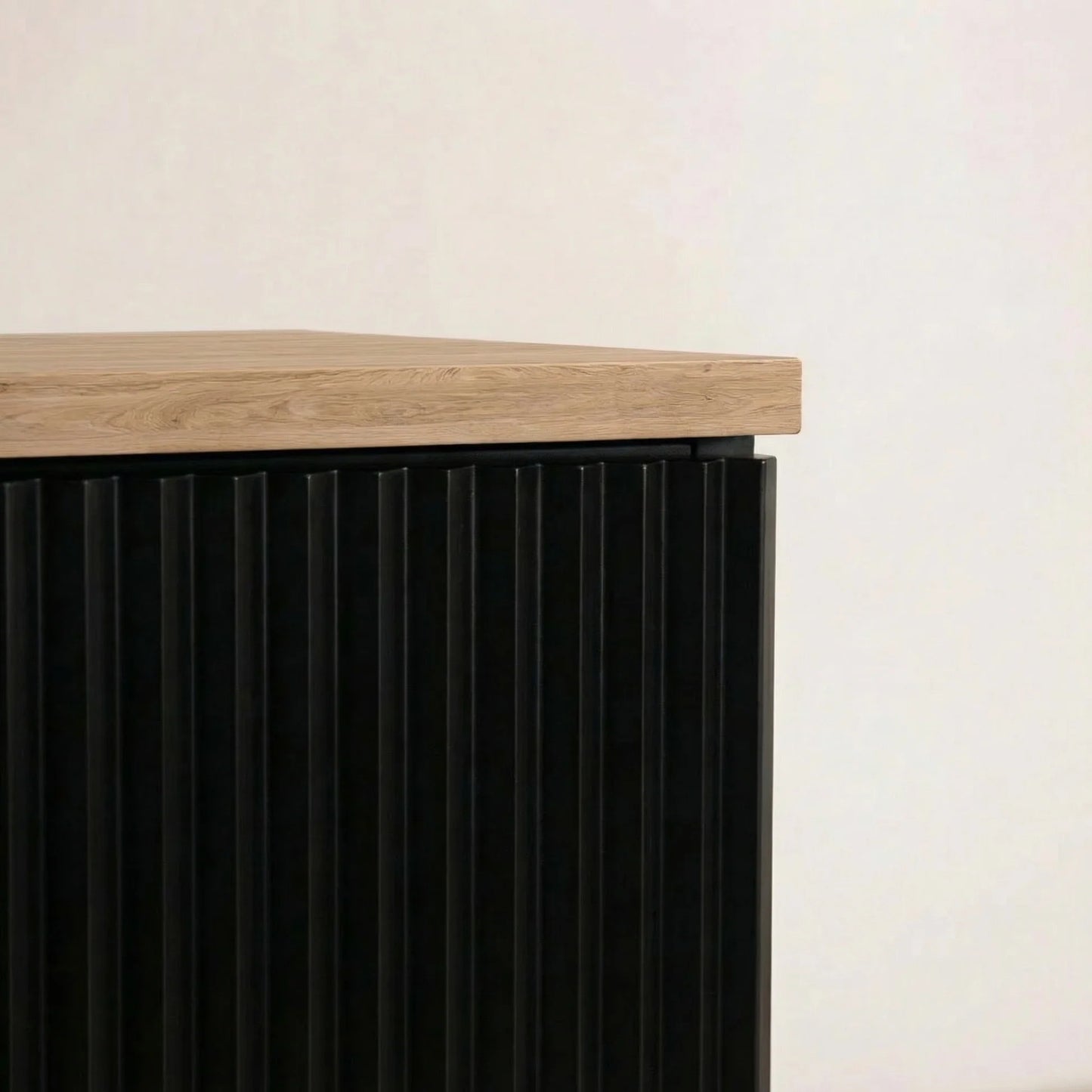 Dulap pentru lavoar 100 cm, cu cos de rufe, fronturi canelate Willy - Negru, Nuc top