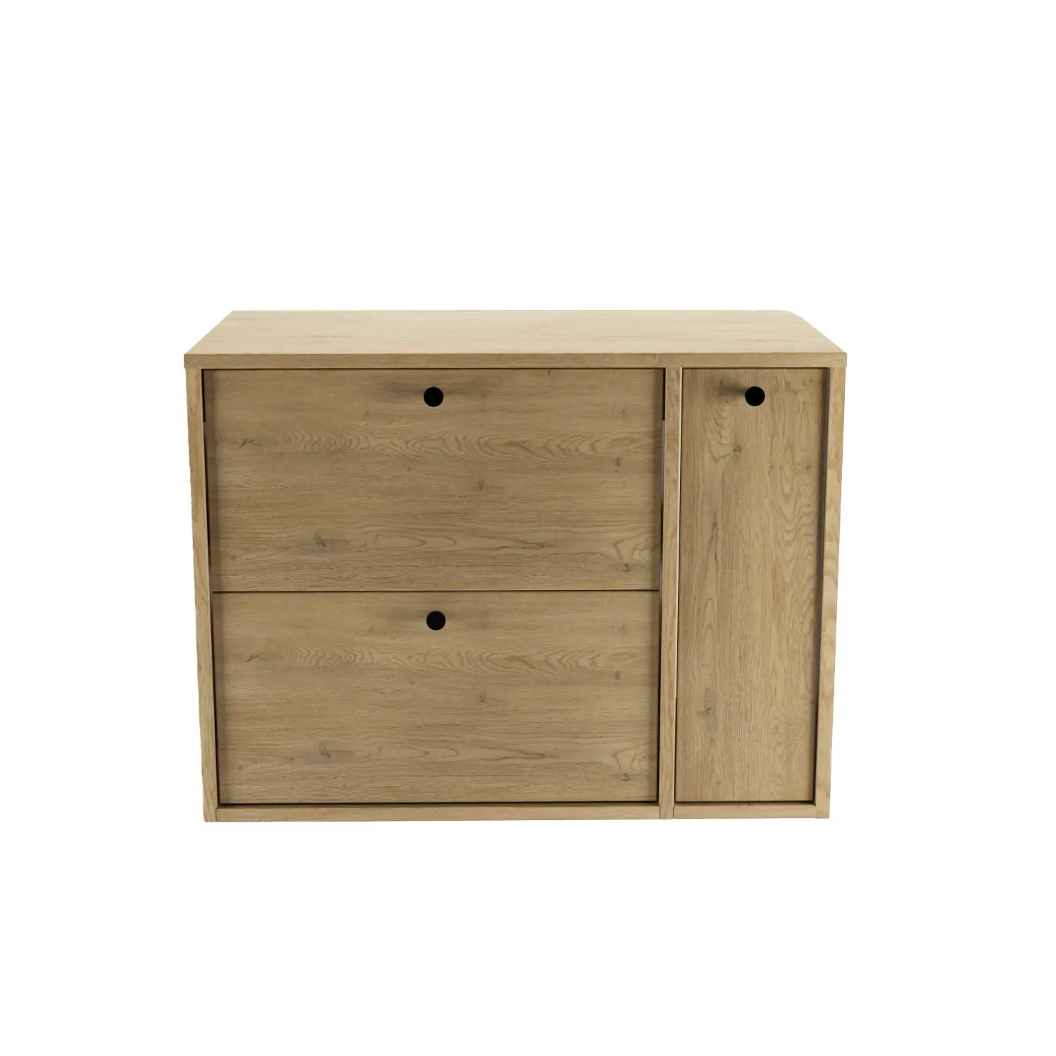 Dulap pentru lavoar 80 cm cu raft, fronturi netede Belino - Stejar Cremona