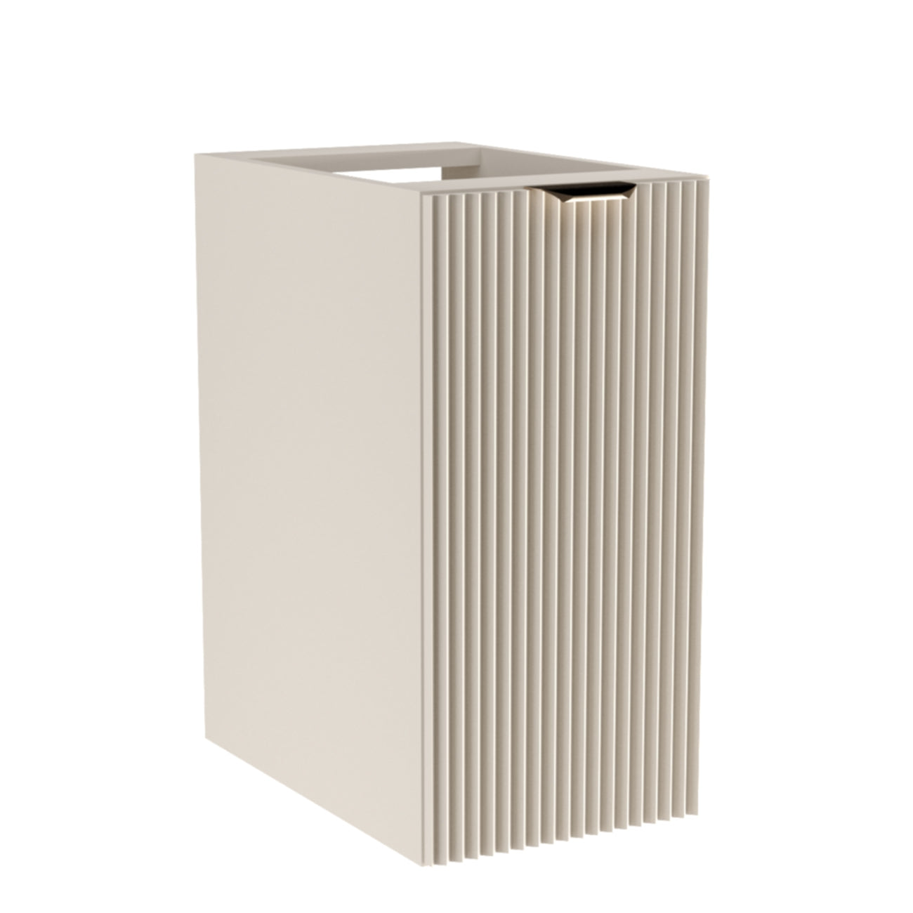 Dulap baie Willy 30 cm Cașmir, 1 ușă canelată și poliță, design modern și compact, fără blat, ideal pentru băi mici.