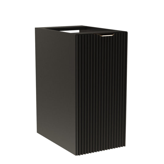 Dulap baie Willy 30 cm Negru, 1 ușă canelată și poliță, design compact și elegant, fără blat, ideal pentru băi mici și moderne.