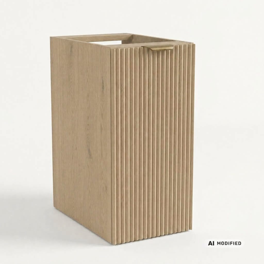 Dulap de baie Willy 30 cm cu 1 usa, front canelat din MDF, polita, Stejar Cremona