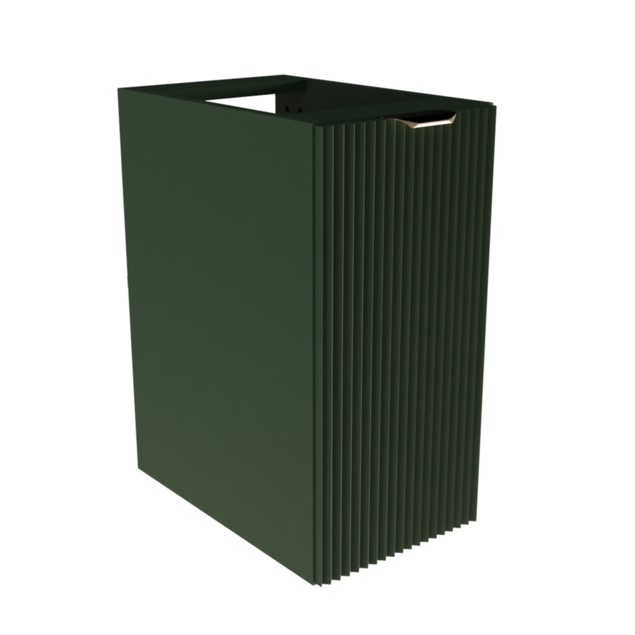 Dulap baie Willy 30 cm Verde salvie, 1 ușă canelată, design modern și compact, fără blat, ideal pentru spații mici.