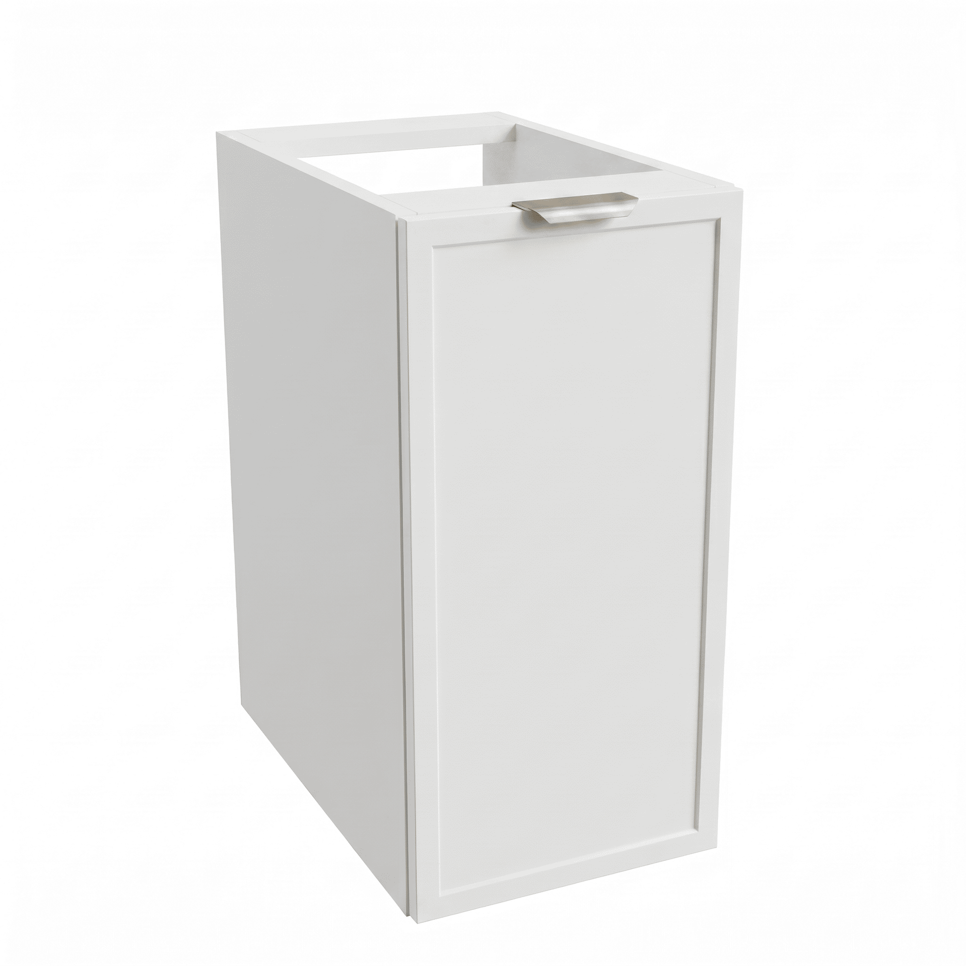 Dulap de baie Roma 30 cm alb, o ușă, raft interior, front cu ramă decorativă, mobilier compact modular pentru baie modernă
