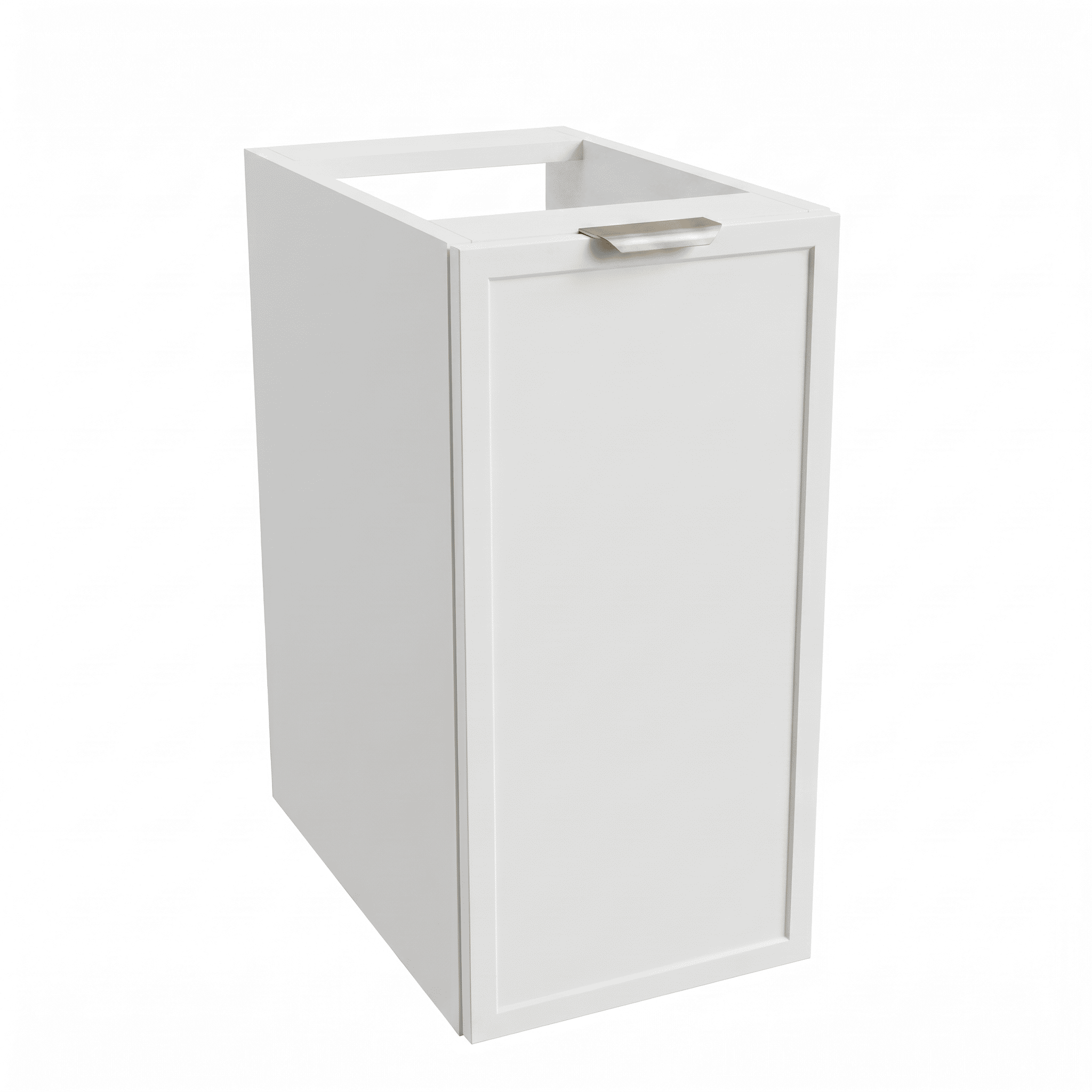 Dulap de baie Roma 30 cm alb, o ușă, raft interior, front cu ramă decorativă, mobilier compact modular pentru baie modernă