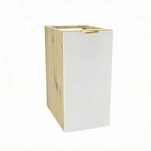 Dulap de baie Orio 30 cm Alb/Stejar Artizanal cu 1 ușă Soft-Close și raft interior, ideal pentru organizarea băilor mici.