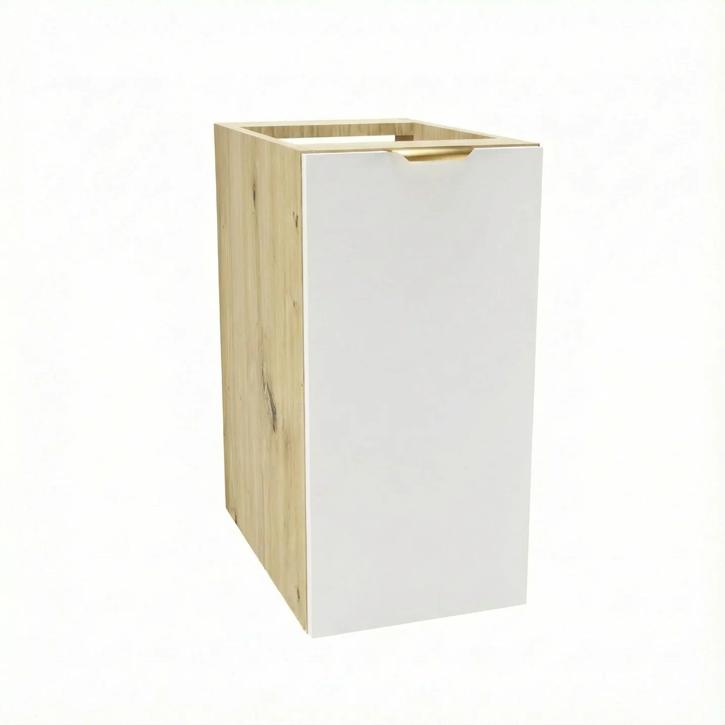 Dulap de baie Orio 30 cm Alb/Stejar Artizanal cu 1 ușă Soft-Close și raft interior, ideal pentru organizarea băilor mici.