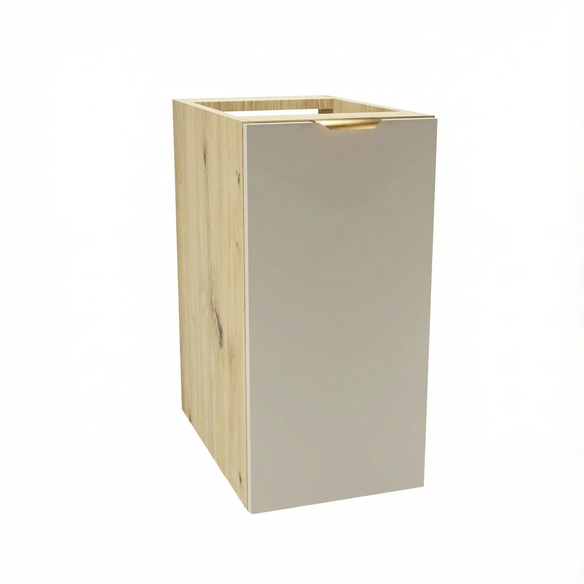 Dulap de baie Orio 30 cm cu 1 ușă, finisaj Cașmir / Stejar Artizanal, fronturi netede, design compact modern pentru baie