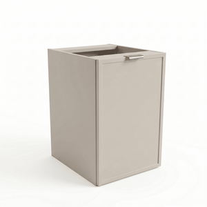 Dulap de baie Roma 40 cm cu coș de rufe, finisaj Cașmir, fronturi cu ramă decorativă și design compact pentru organizare eficientă.