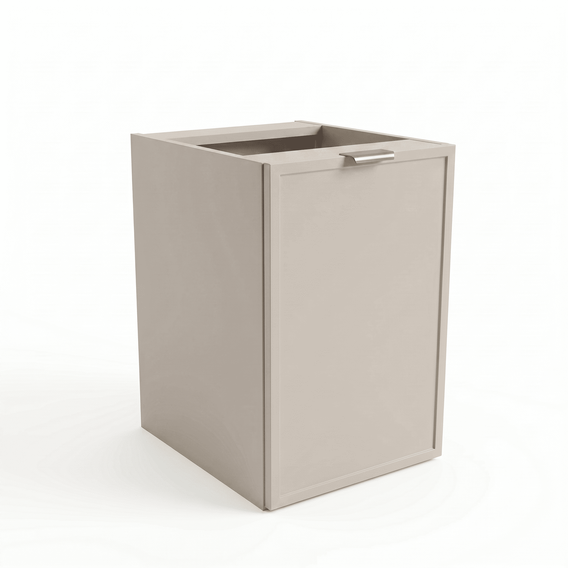 Dulap de baie Roma 40 cm cu coș de rufe, finisaj Cașmir, fronturi cu ramă decorativă și design compact pentru organizare eficientă.
