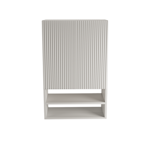 Dulap de perete suspendat deasupra toaletei Willy 60 cm Alb, cu fronturi canelate. Design modern, minimalist și spațiu practic de depozitare pentru baie.
