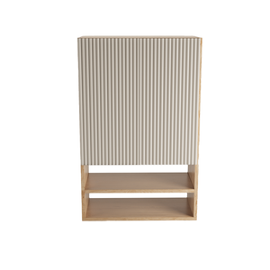 Dulap de perete suspendat deasupra toaletei Willy 60 cm Casmir/Nuc, cu fronturi canelate elegante. Design modern și spațiu practic de depozitare pentru baie.
