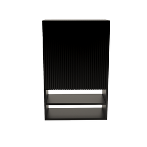 Dulap de perete suspendat deasupra toaletei Willy 60 cm Negru, cu fronturi canelate. Design modern, elegant și spațiu practic de depozitare pentru baie.