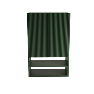 Dulap de perete suspendat deasupra toaletei Willy 60 cm Salbei, cu fronturi canelate. Design modern, natural și spațiu practic de depozitare pentru baie.