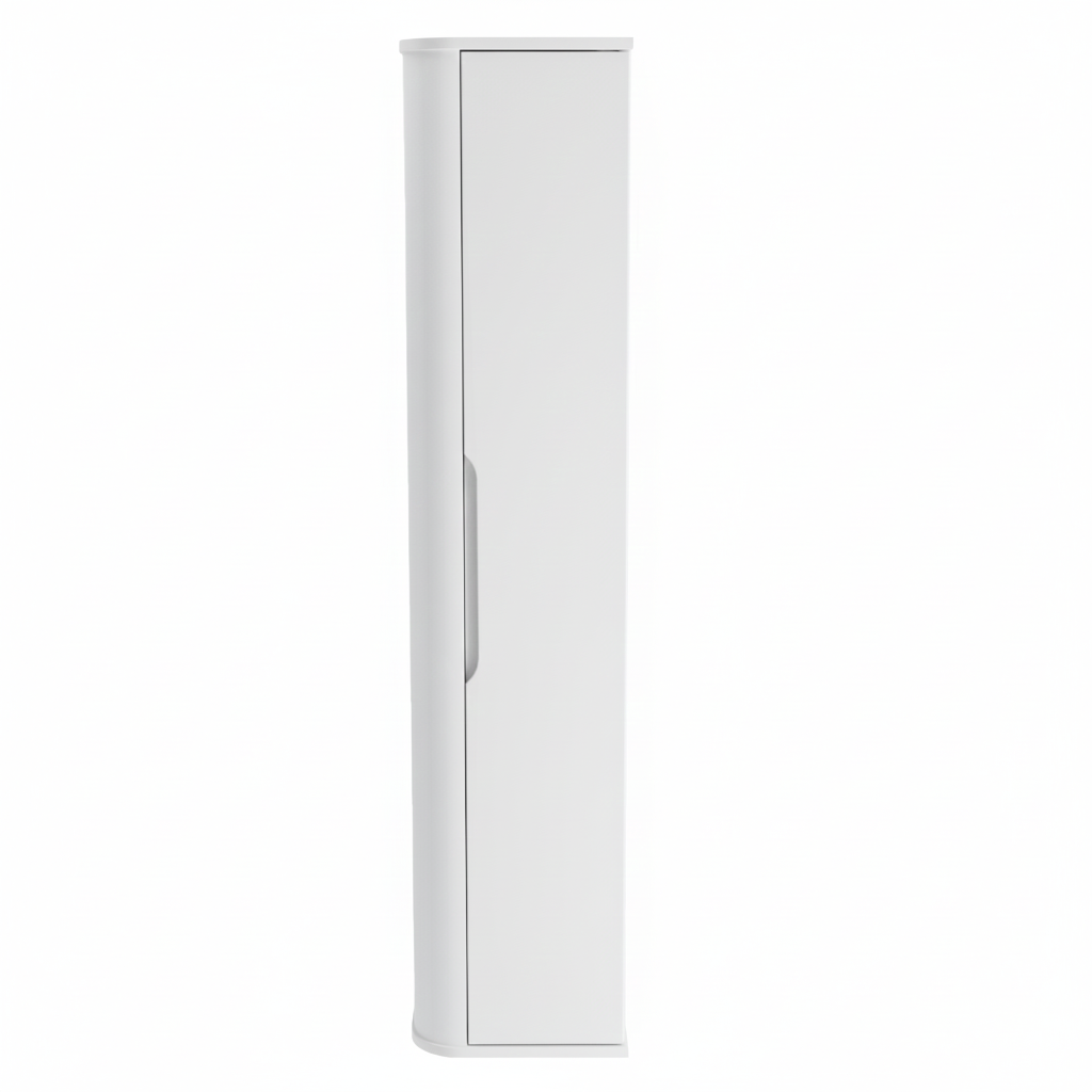 Dulap înalt pentru baie Luma 160 cm Alb, mobilier baie cu rafturi și margini rotunjite, design modern minimalist fără mânere