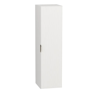 Dulap înalt pentru baie Willy 120 cm alb, fronturi canelate și design modern pentru depozitare.