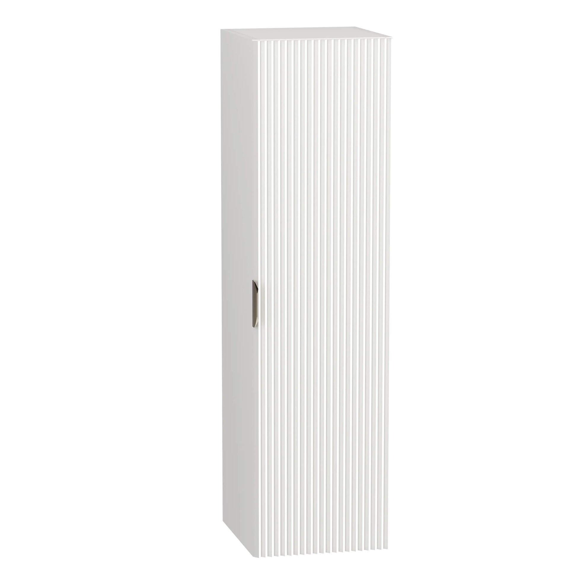 Dulap înalt pentru baie Willy 120 cm alb, fronturi canelate și design modern pentru depozitare.