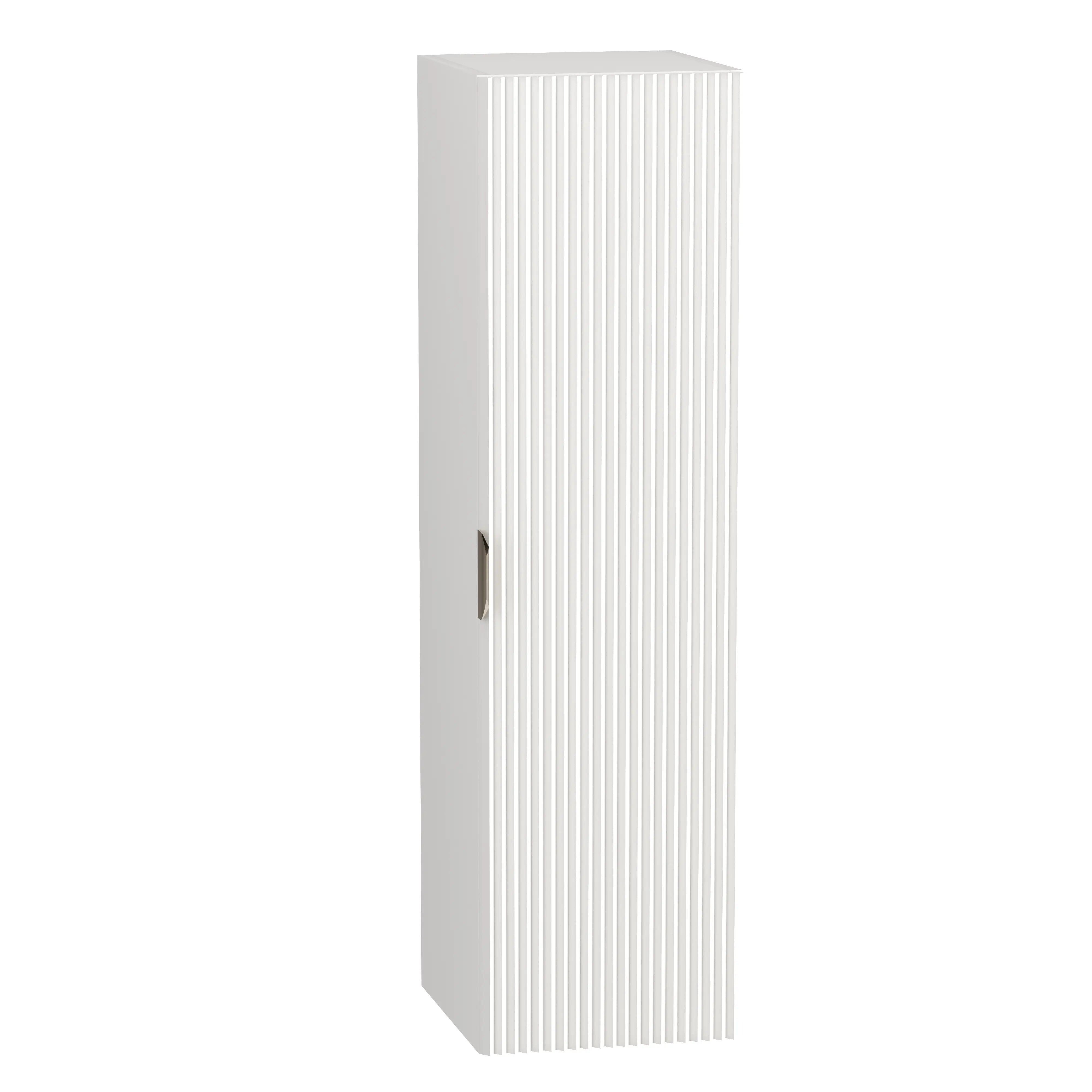 Dulap înalt pentru baie Willy 120 cm alb, fronturi canelate și design modern pentru depozitare.
