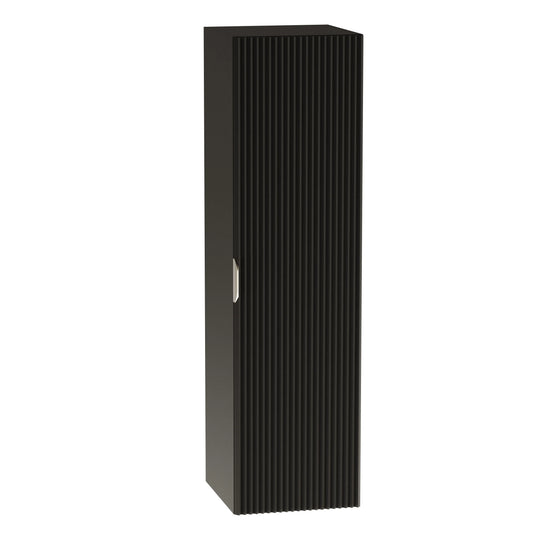 Dulap înalt pentru baie Willy 120 cm negru, fronturi canelate și design modern pentru depozitare.