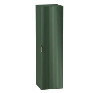 Dulap înalt pentru baie Willy 120 cm verde, fronturi canelate, mobilier modern de depozitare.