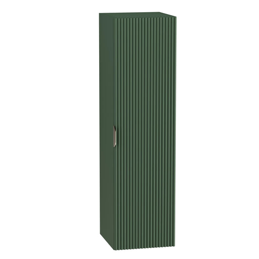 Dulap înalt pentru baie Willy 120 cm verde, fronturi canelate, mobilier modern de depozitare.