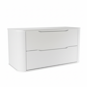 Dulap pentru lavoar Luma 100 cm Alb, 2 sertare, mobilier baie modern cu margini rotunjite și design minimalist fără mânere