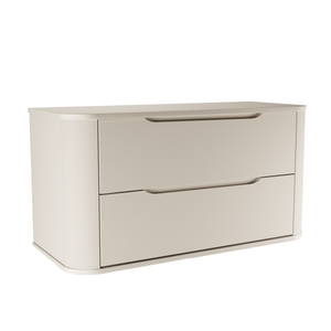 Dulap pentru lavoar Luma 100 cm Cașmir, 2 sertare, mobilier baie modern cu margini rotunjite și design minimalist fără mânere