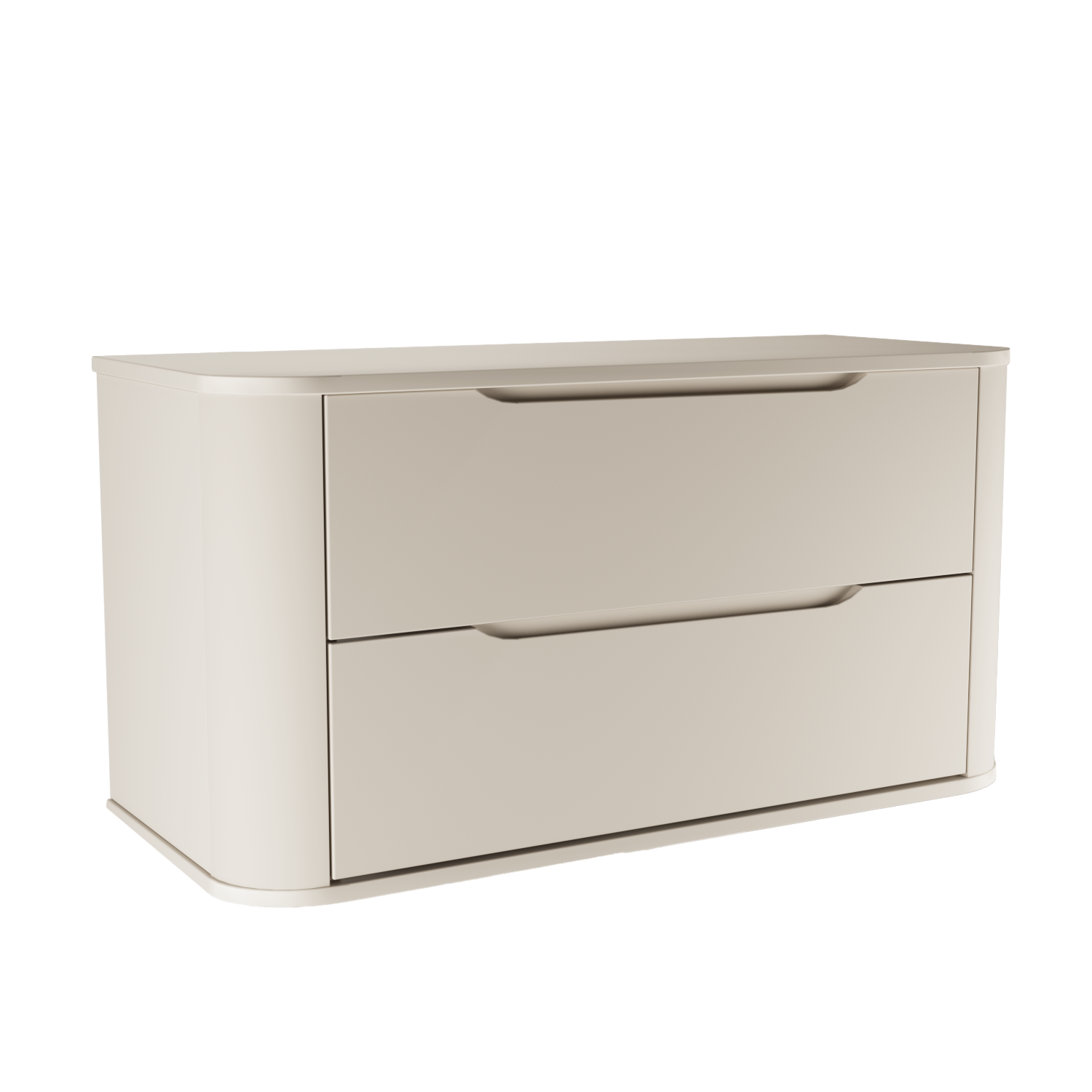 Dulap pentru lavoar Luma 100 cm Cașmir, 2 sertare, mobilier baie modern cu margini rotunjite și design minimalist fără mânere