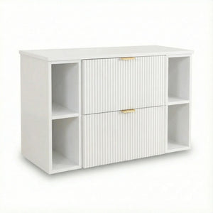 Dulap pentru lavoar Willy 100 cm Alb cu 2 sertare, 2 rafturi laterale și blat, mobilier modern pentru baie