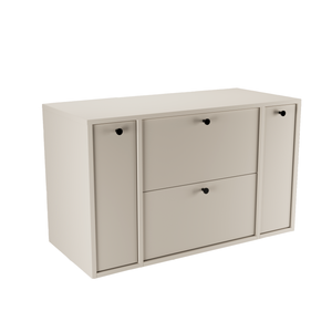 Dulap Belino 100 cm pentru lavoar, Casmir cu 2 rafturi laterale, design uniform și modern, perfect pentru băi spațioase, minimaliste și contemporane.