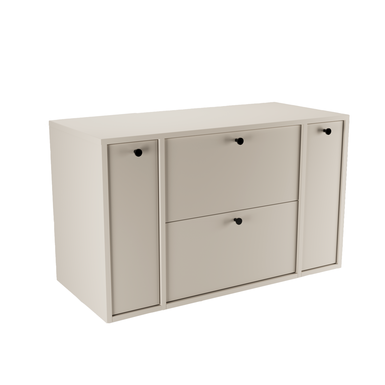 Dulap Belino 100 cm pentru lavoar, Casmir cu 2 rafturi laterale, design uniform și modern, perfect pentru băi spațioase, minimaliste și contemporane.
