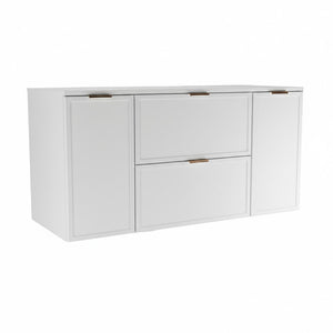 Dulap pentru lavoar Roma 120 cm, finisaj Alb, cu 2 uși și 2 sertare, fronturi MDF cu ramă decorativă și sistem Soft-Close.