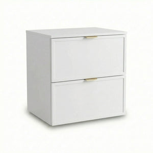 Dulap pentru lavoar Roma 60 cm, finisaj Alb, cu 2 sertare, fronturi MDF cu ramă decorativă, sistem Soft-Close și decupaj pentru sifon.