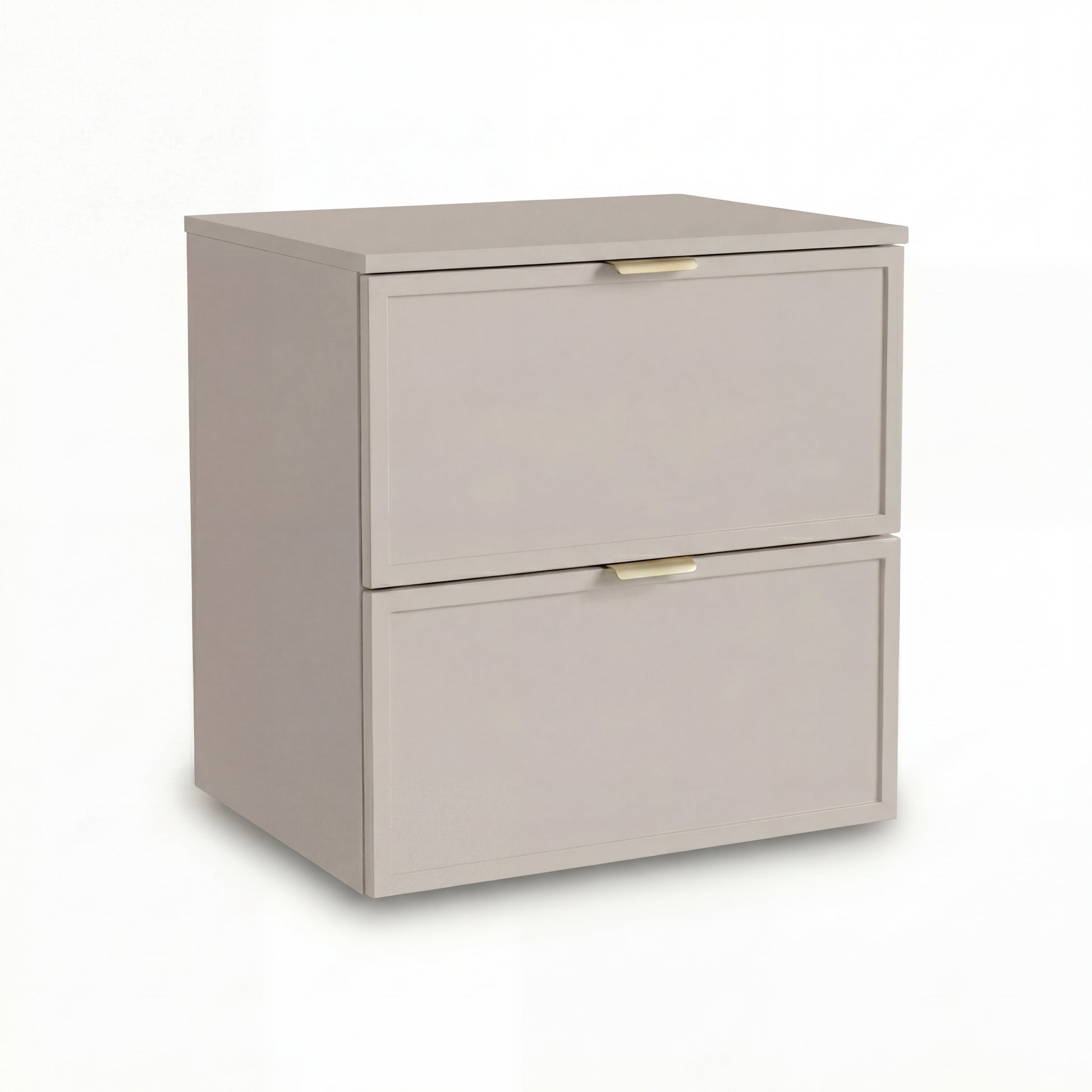Dulap pentru lavoar Roma 60 cm, finisaj Cașmir, cu 2 sertare, fronturi din MDF cu ramă decorativă, sistem Soft-Close și decupaj pentru sifon.