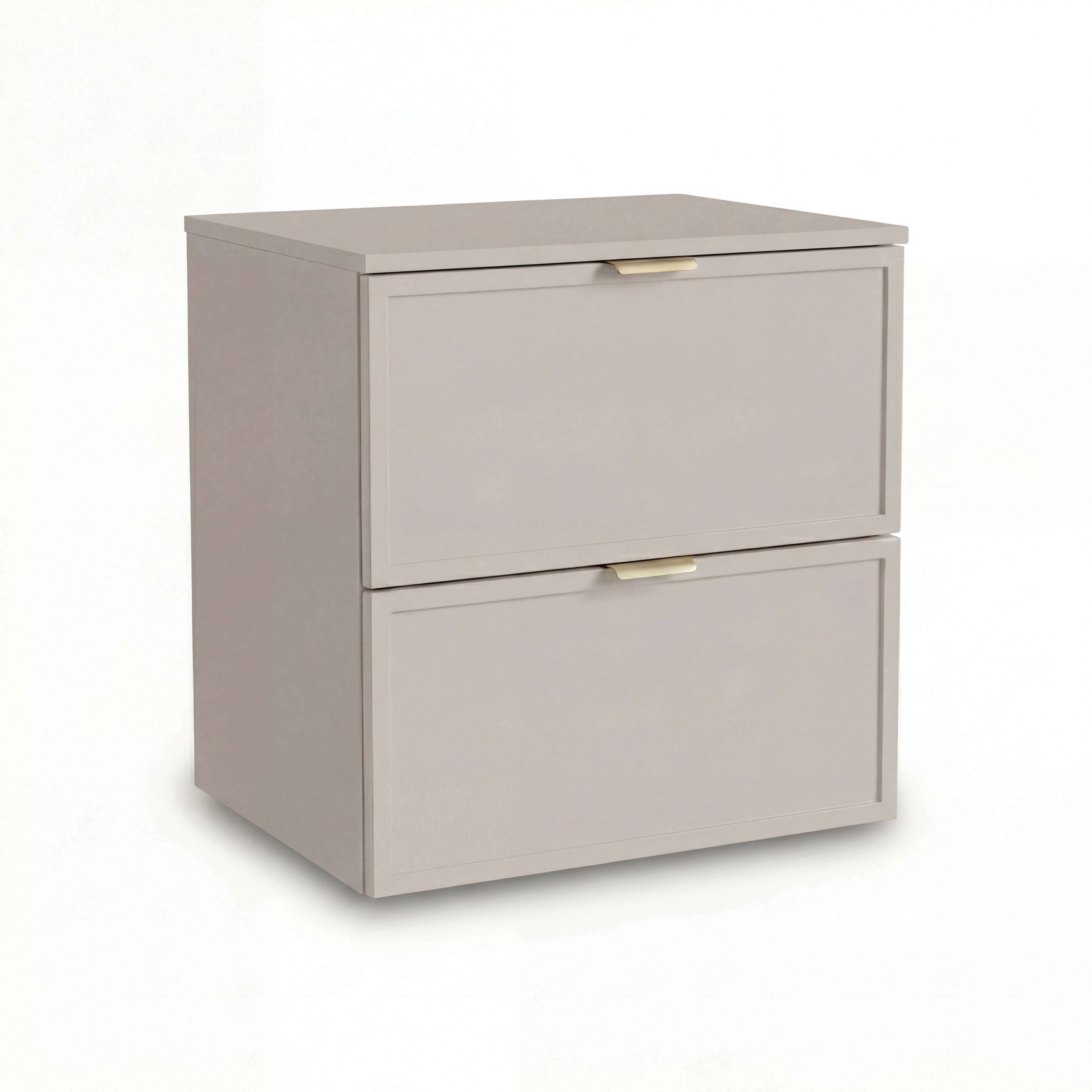 Dulap pentru lavoar Roma 60 cm, finisaj Cașmir, cu 2 sertare, fronturi din MDF cu ramă decorativă, sistem Soft-Close și decupaj pentru sifon.