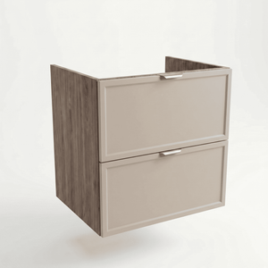 Dulap pentru lavoar Roma 60 cm Cașmir/Nuc Închis, 2 sertare, fronturi cu ramă decorativă, design modern și elegant pentru baie.