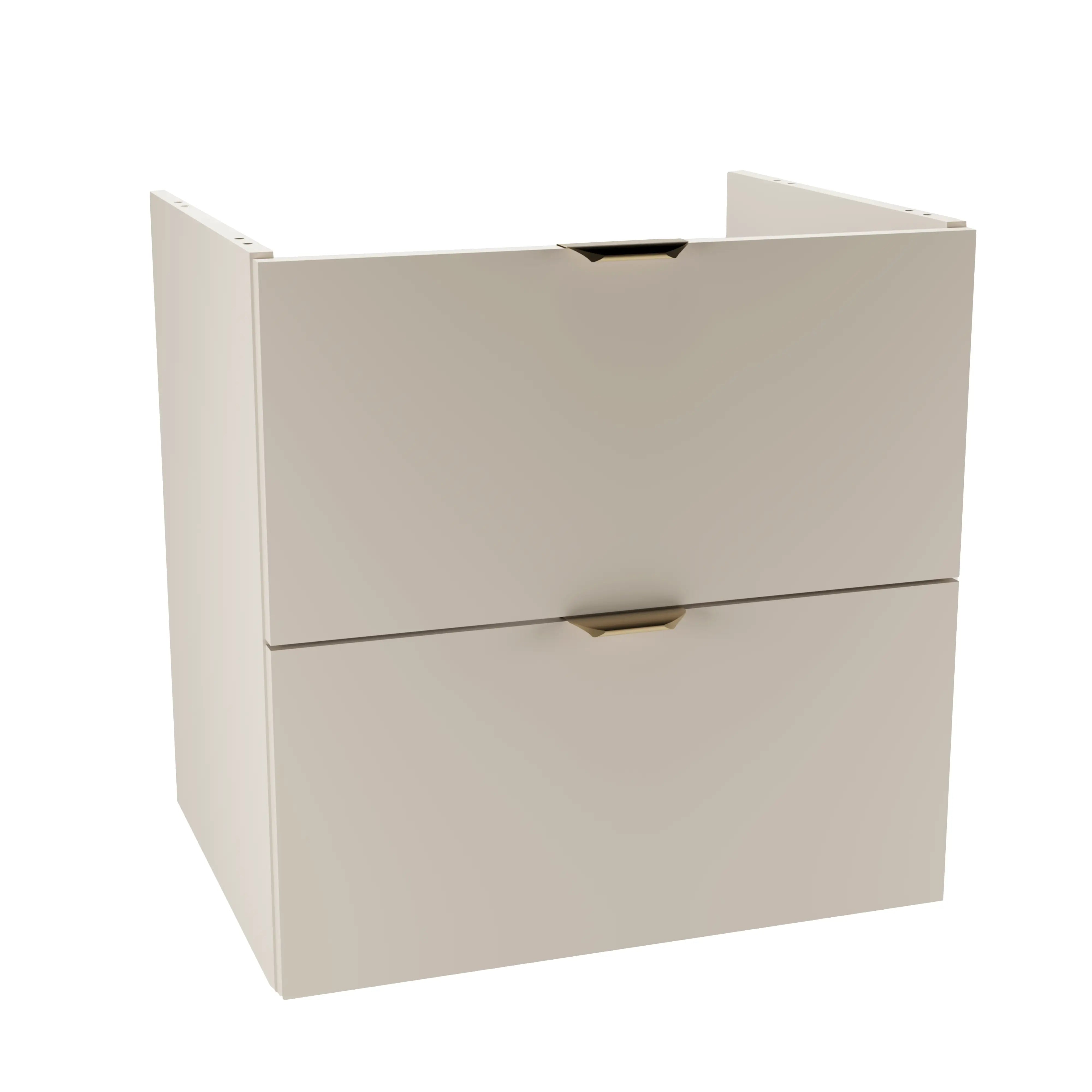 Dulap pentru lavoar Orio 60 cm Cașmir, mobilier baie cu 2 sertare Soft Close, fronturi netede și design minimalist fără blat