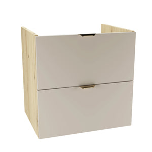 Dulap pentru lavoar Orio 60 cm Cașmir/Stejar Artizanal, mobilier baie cu 2 sertare Soft Close, fronturi netede și design modern, fără blat